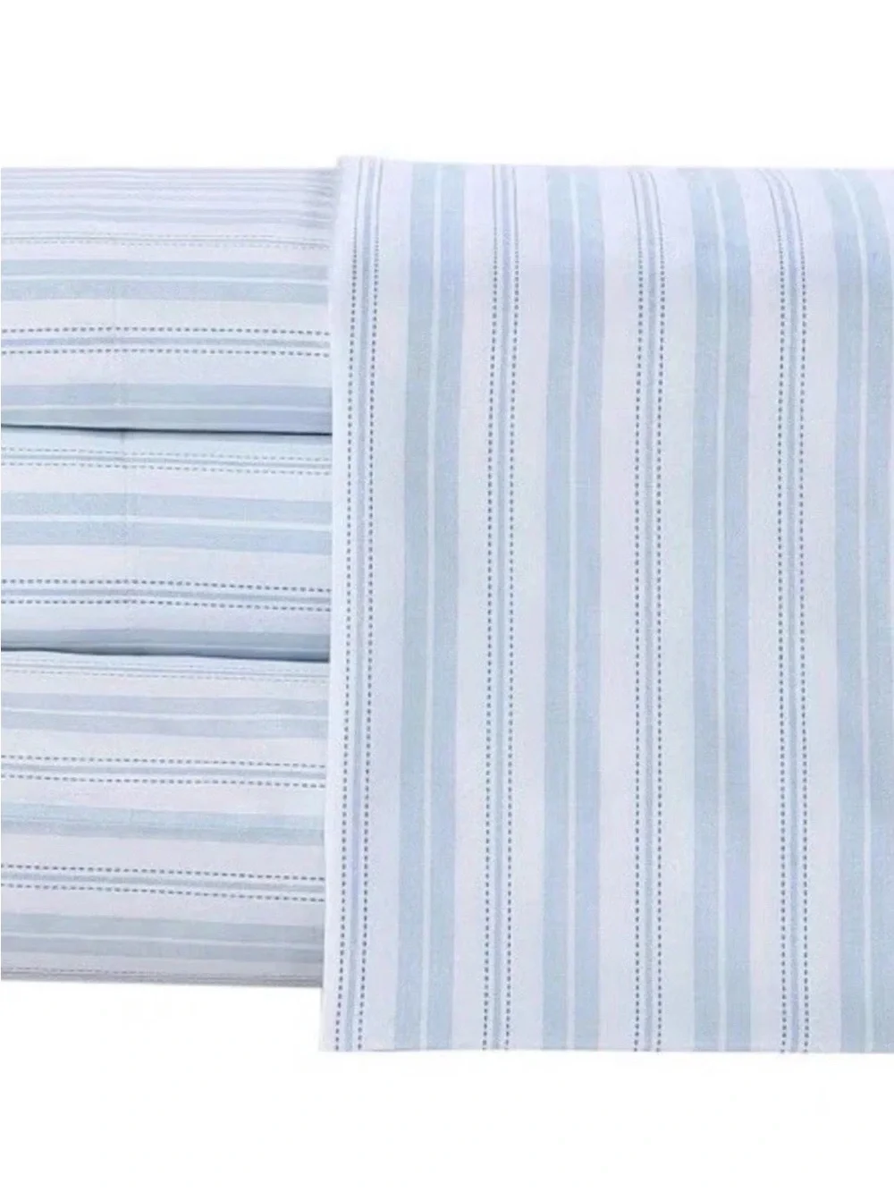 Laura Ashley Fern Blue Stripe King 300TC Cotton Sateen Sheet Set NWT